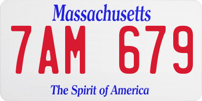 MA license plate 7AM679