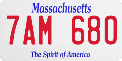 MA license plate 7AM680