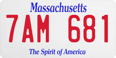 MA license plate 7AM681