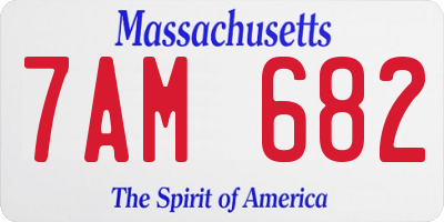 MA license plate 7AM682