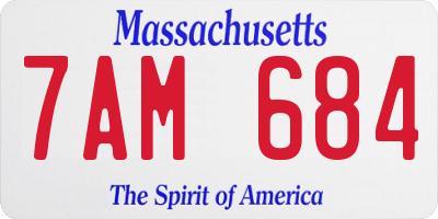MA license plate 7AM684