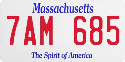 MA license plate 7AM685