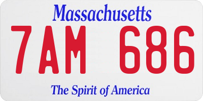 MA license plate 7AM686
