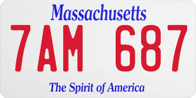 MA license plate 7AM687