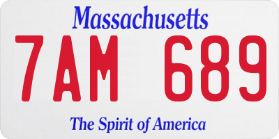 MA license plate 7AM689
