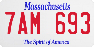 MA license plate 7AM693