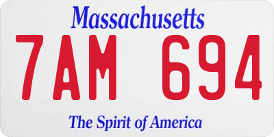 MA license plate 7AM694