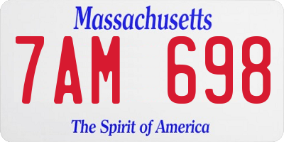 MA license plate 7AM698