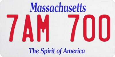 MA license plate 7AM700
