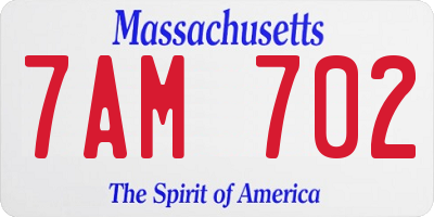 MA license plate 7AM702