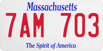 MA license plate 7AM703