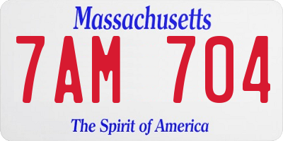 MA license plate 7AM704