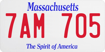 MA license plate 7AM705