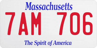 MA license plate 7AM706