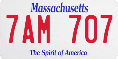 MA license plate 7AM707