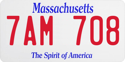 MA license plate 7AM708