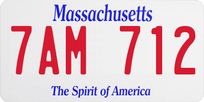 MA license plate 7AM712