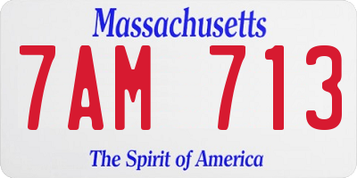 MA license plate 7AM713