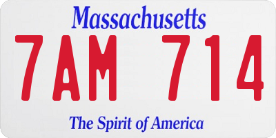 MA license plate 7AM714