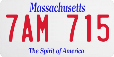 MA license plate 7AM715