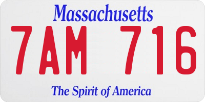 MA license plate 7AM716