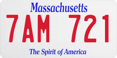 MA license plate 7AM721