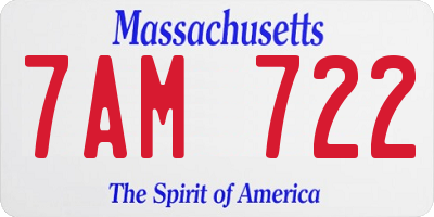 MA license plate 7AM722