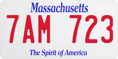 MA license plate 7AM723