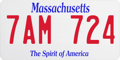 MA license plate 7AM724