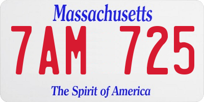 MA license plate 7AM725