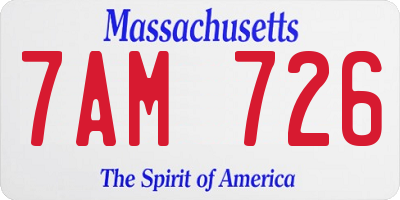 MA license plate 7AM726