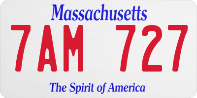 MA license plate 7AM727