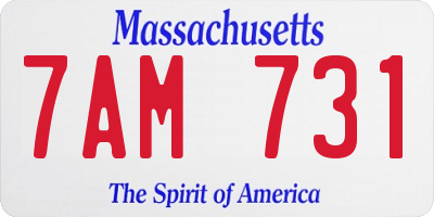 MA license plate 7AM731