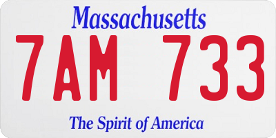 MA license plate 7AM733