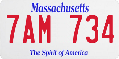 MA license plate 7AM734