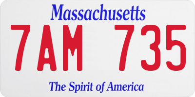 MA license plate 7AM735