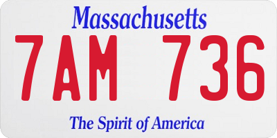MA license plate 7AM736