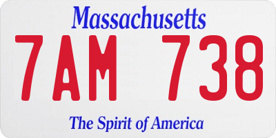 MA license plate 7AM738