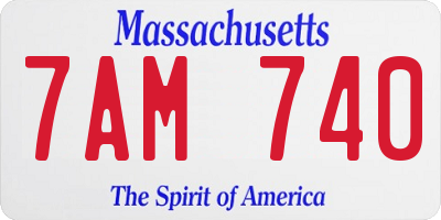 MA license plate 7AM740