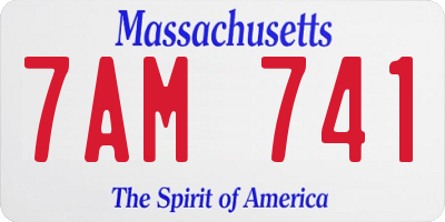 MA license plate 7AM741