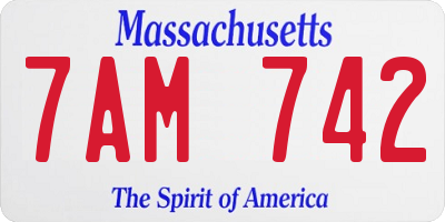 MA license plate 7AM742