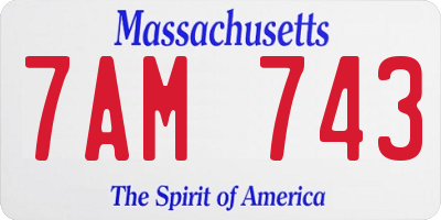 MA license plate 7AM743