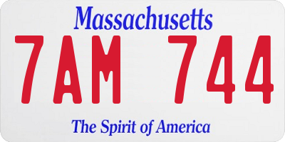 MA license plate 7AM744