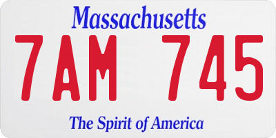 MA license plate 7AM745