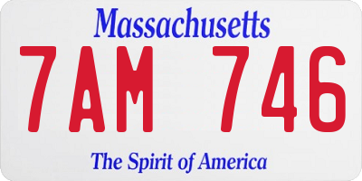 MA license plate 7AM746