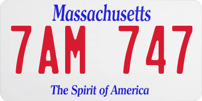 MA license plate 7AM747