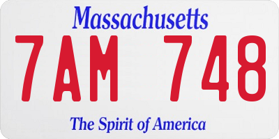 MA license plate 7AM748