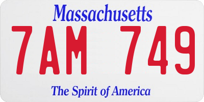 MA license plate 7AM749