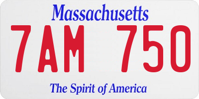 MA license plate 7AM750
