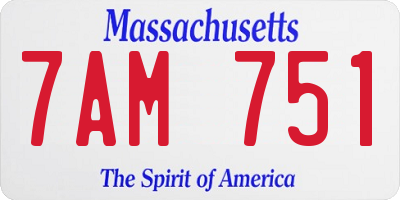 MA license plate 7AM751